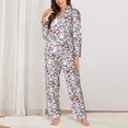 thumbnail image 2 of Lsque sloth cartoon Pattern Long Sleeve Pajama Set for Women - Soft 2-Piece Sleepwear and Loungewear Set with Pockets, Comfy Nightwear-X-Large, 2 of 7