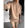 thumbnail image 5 of Men's Sets Crew Neck Set Pockets 2 Piece Shirt Shorts Outfit for Summer Khaki S, 5 of 7