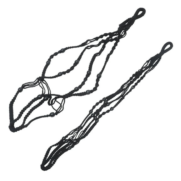 LOLIPPYY Garden Hanger Black Metal 2Pcs Macrame Plant Pot Net Bag Home Decor