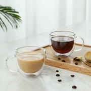 CnGlass Doubled Walled Coffee Glass Mugs 8.1oz/240ml,Clear Coffee Mug Set of 4, Insulated Glass Mug with Handle