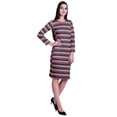 thumbnail image 4 of Moomaya Printed Full Sleeve Bodycon Dress for Women Scoop Neck Side Slit Casual Clothing, 4 of 8