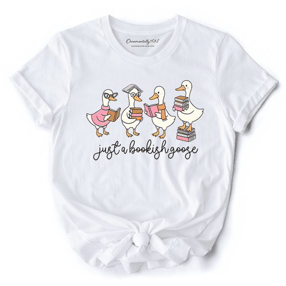 Just a Bookish Goose T-Shirt, Funny Nerdy Book Readers Tee for Bookworms