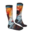 thumbnail image 3 of Picia Women Crew Soft Moisture-wicking Socks Oil Painting Colorful Hamster Pattern Design Cotton Socks, One Size fit All, 3 of 9