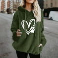 thumbnail image 2 of Women's Sherpa Sweatshirts Velvet Lined Warm Soft Long Sleeve Hoodies Fleece Cute Print Loose Comfortable Sweatshirt Army Green XXL, 2 of 6