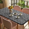 thumbnail image 3 of Black Flowers Table Cloths for 5 Foot Rectangle Tables, Spring Floral Farmhouse Retro Art Patio Waterproof Elastic Fitted Tablecloths, Washable Rectangular Table Cover for Camping, 3 of 8