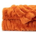 thumbnail image 2 of Chanasya Ruched Royal Faux Fur Throw Blanket - Fuzzy Plush Elegant Blanket for Sofa Chair Couch and Bed with Reversible Velvet Blanket (50x65 Inches) Orange, 2 of 3