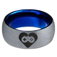 thumbnail image 2 of Tungsten Gaming Gamer Controller Pad Heart Emoji Band Ring 8mm Men Women Comfort Fit Blue Dome Brushed Gray Polished, 2 of 4