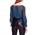 thumbnail image 2 of Free People Womens Everything I Know Peasant Blouse, Blue, Small, 2 of 3