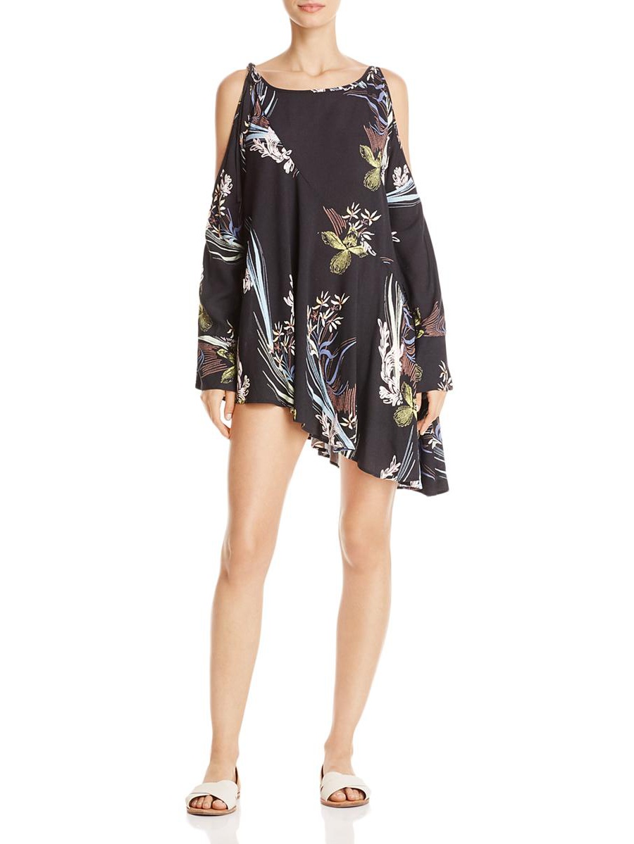 black floral tunic dress