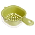 thumbnail image 2 of Mini Colander, Double-Layer Vegetable Washing Basket with Handle, Detachable Plastic Fruit Cleaning Bowl with Strainer, Hanging Fruit Strainer for Pasta Salad Berry, BeigeMini Colander, 2 of 8