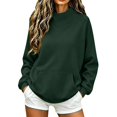 thumbnail image 2 of Womens Mock Neck Sweatshirts Oversized Pullover Fall Outfits Fall Fashion Clothes 2026,Long Sleeve,Comfort Soft Fleece,Casual Travel Work Hiking Outfit Green S, 2 of 7