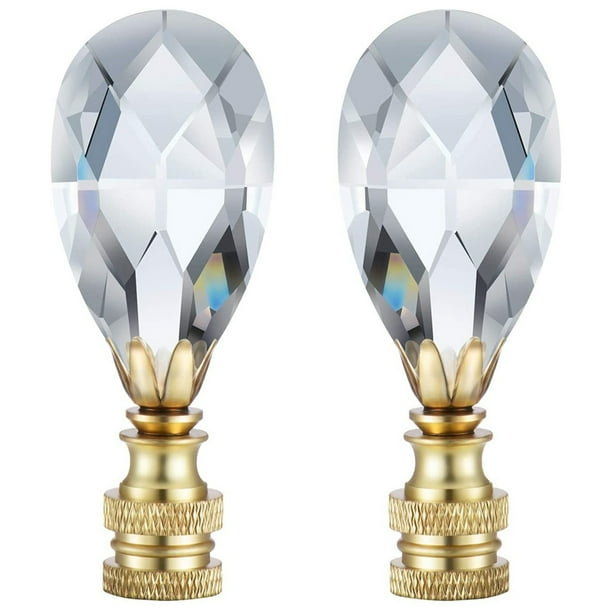 2 Packs Teardrop Clear Crystal Lamp Finial Lamp Decoration for Lamp