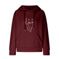 thumbnail image 4 of ManxiVoo Women Trendy Oversized Knit Hoodies with Cute Cat Graphic Long Sleeve Drawstring Sweatshirts for Casual Fashion Comfort S Size Wine, 4 of 5