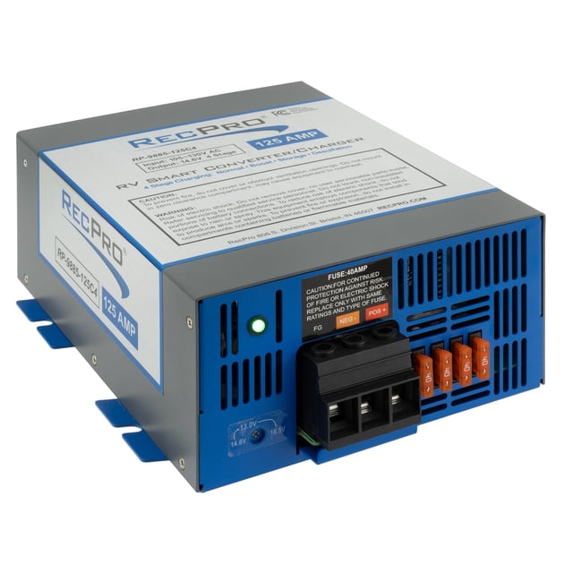 Convertidor RecPro RV 125 A | Convertidor de energía para vehículos recreativos y cargador de batería | Carga inteligente de 4 etapas | 120 VCA a 12 VCC | Rango de funcionamiento de 13 V a 16,5 V