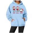thumbnail image 2 of WEAIXIMIUNG Robe Sweat Femme Chandail à Capuchon Décontracté Col Rond Poche Noël Verre Chapeau de Noël Imprimé Chandail à Capuchon, 2 of 3