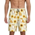 thumbnail image 2 of Daiia Shiba Inu Dog and Sunflower Mens Woven Stretch Pajama Short,Short Pajama Pants-Large, 2 of 9