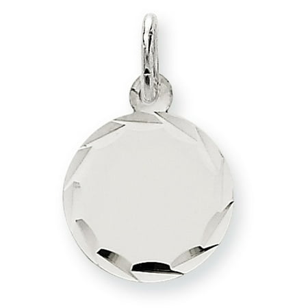 Engravable Round Disc Charm - 14k White Gold Plain .011 Gauge Round Engravable Disc Charm