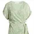 thumbnail image 4 of Women's All In Favor Simone Floral Wrap Front Minidress, Size X-Large - Green, 4 of 5