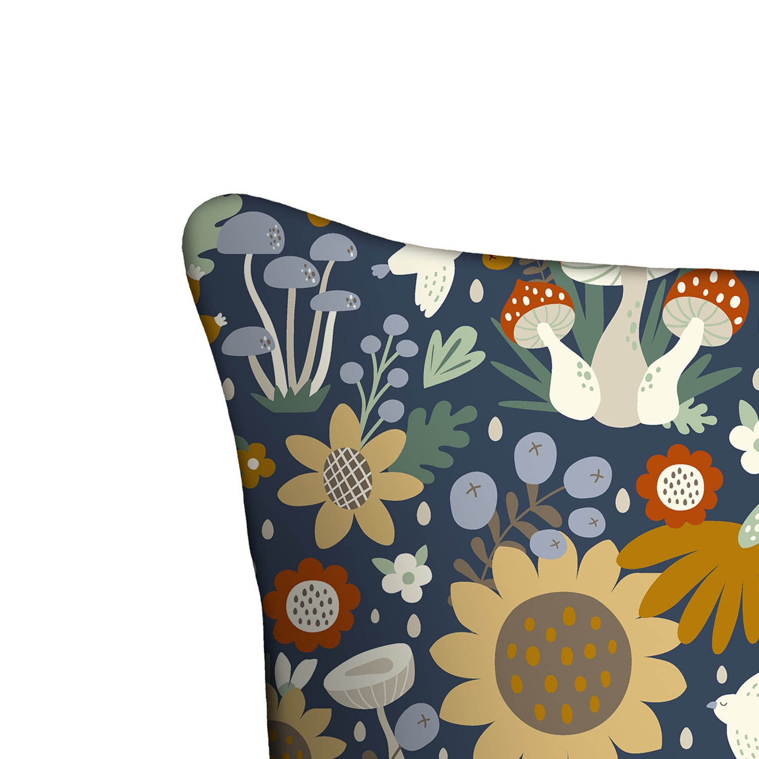 Mainstays 16" x 16" Reversible Gnome Mushroom Decorative Outdoor Throw Pillow, Navy, 1 Count