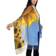 thumbnail image 4 of Fotbe Sky Golden Sunflower Field A Print Womens Fall Winter Scarf Tassel Soft Warm Blanket Scarves Womens Shawl Wraps, 4 of 8