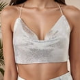 thumbnail image 2 of Daznico Spaghetti Strap Camisole Top with Metallic Chain Detail Glitter Sequin Bustier for Club Party Night Out,Mardi Gras Clothing,One Size, 2 of 4