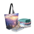 thumbnail image 2 of FORMRS Womens Canvas Tote Bag with Zipper Inner Pocket Shoulder Handbag, Beautiful Mountain, 2 of 7