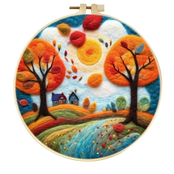 SARBUTER Needle Felting Kits, DIY Wool Felt Starer Needle Felting Kits for Beginners ,Suitable for Giftware Home Decoration (Autumn Scenery)