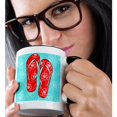 thumbnail image 2 of 3drose, Cute Flip Flops Red Light Blue - Hawaiian Flower, 15oz Two-tone Black Mug, 2 of 6