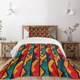 thumbnail image 3 of Ambesonne Grunge Quilted Bedspread Set 2 Pcs, Mosaic Style Zigzag Lines, Twin Size, Teal Vermilion Plum, 3 of 6