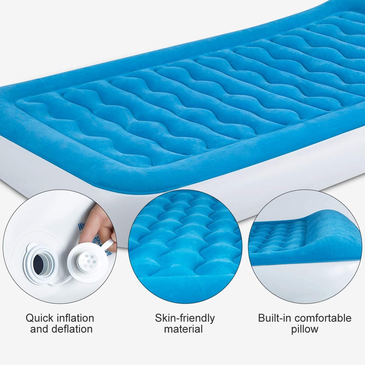 Guests and Travelling Lunvon Twin Size Inflatable Air Bed with Build-in Electric Pump and Pillow Blow up Mattress with Storage Bag for Family Air Mattress 196 x 97 x 47cm Guests and Travelling Lunvon Twin Size Inflatable Air Bed with Build-in Electric Pump and Pillow Blow up Mattress with Storage Bag for Family Air Mattress 196 x 97 x 47cm
