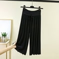 thumbnail image 2 of SROBPTY Womens Pajama Shorts Solid Capris Elastic Waist Wide Leg Pants, 2 of 5