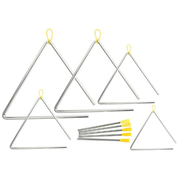 Worgeous 5 Sets Hand Percussion Instrument Triangles Musical Instrument Triangle Iron with Strikers