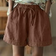thumbnail image 2 of biudgviw Boho Shorts for Women Drawstring Elastic High Waisted Bagggy Shorts Oversize Wide Leg Shorts with Pockets, 2 of 4