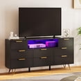 thumbnail image 2 of Danolapsi Dresser TV Stand, 8 Drawer Dresser with Power Outlet & LED Light, Modern Wood Chest of Drawers for Bedroom, Living Room, Closet, Hallway, 2 of 9
