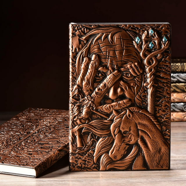 Iumwxz Embossed Magician Notebook European-style Notepad Three-dimensional A5 Diary 100 Pages Red Paper Savings