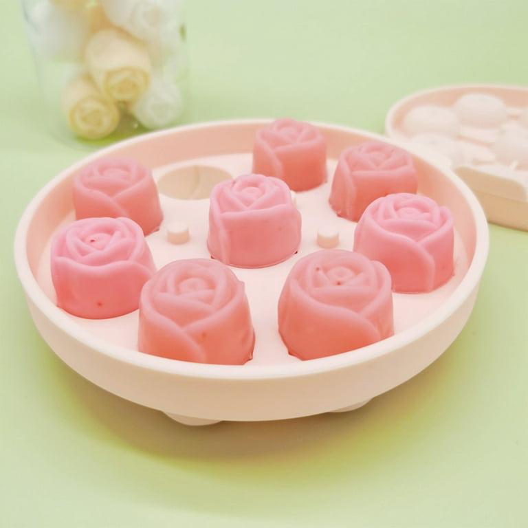 Ice Cube Tray Silicone 3D Rose Ice Mold, Ice Cube Molds for Freezer with  Lid and Funnel, Easy Release Silicone Mold 9 Rose Flower Shaped Ice Cubes