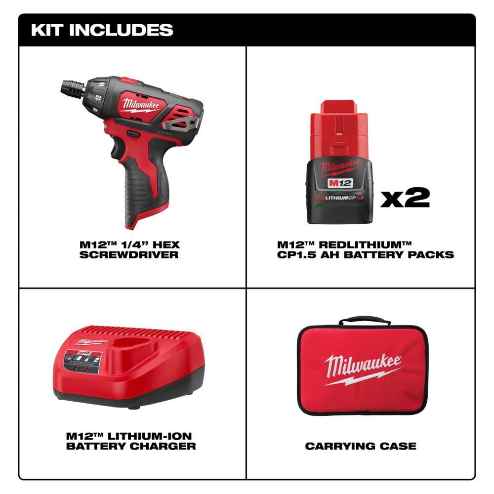 Milwaukee 2401-22 12V Li-Ion 1/4" Cordless Drill/Driver for sale online