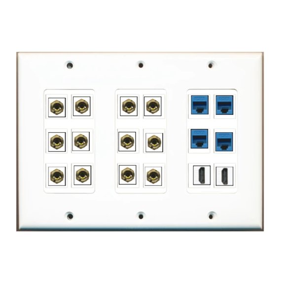 Ultra Spec Cables Custom Wall Plate White with up to 18 Keystone Ports