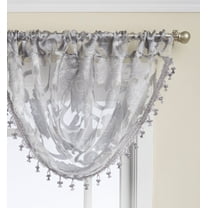 Regal Home Collections Scroll Sheer Waterfall Window Valances - Silver/Gray