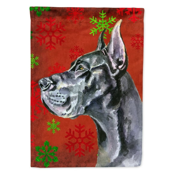 Black Great Dane Red Snowflakes Holiday Christmas Garden Flag