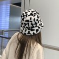 thumbnail image 4 of Promotion Clearance Women Street Style Retro Cow Plush Fisherman Cute Hat Autumn Winter Warm Fashion Wild Basin Bucket Hats, 4 of 6
