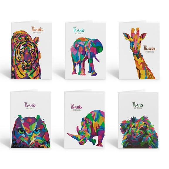 Stonehouse Collection | Assorted Wild Animal Note Cards | Set of 12 | Blank Inte