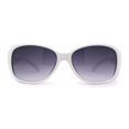 thumbnail image 3 of Kids Size Girls Classic 90s Designer Style Wrap Rounded Rectangle Sunglasses White Blue Flower Arm, 3 of 4