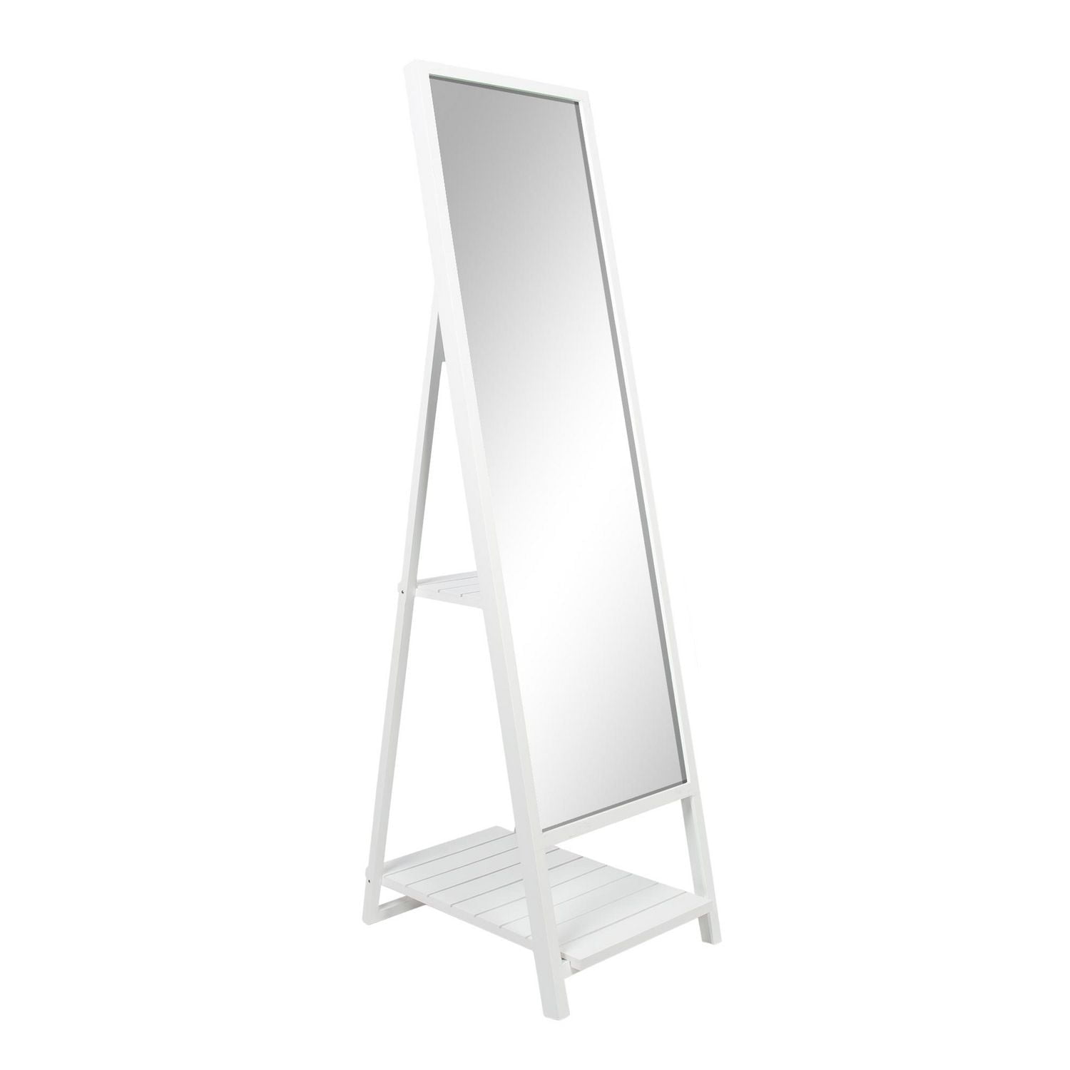Rectangle Museum Easel Storage Mirror White, 59in H x 14.5in W x 21.3in D