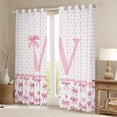 thumbnail image 2 of Feelyou Monogrammed W Black Out Curtains, Kawaii Ribbon Curtains Pack of 2 (42x63 Each), 2 of 6