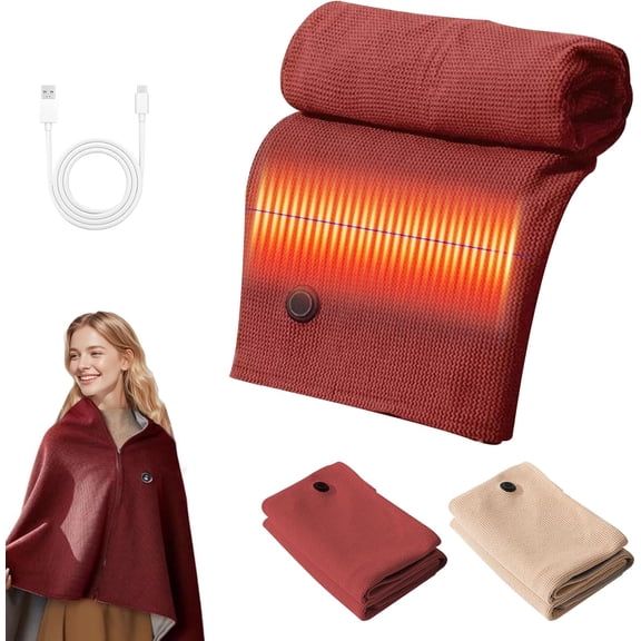 Favorite Portable Heated Shawl, 3 Temp Settings, Wearable Heated Blanket & Heated Shawl Wraps for Women, Indoor Outdoor Use and Mother's Day Gifts