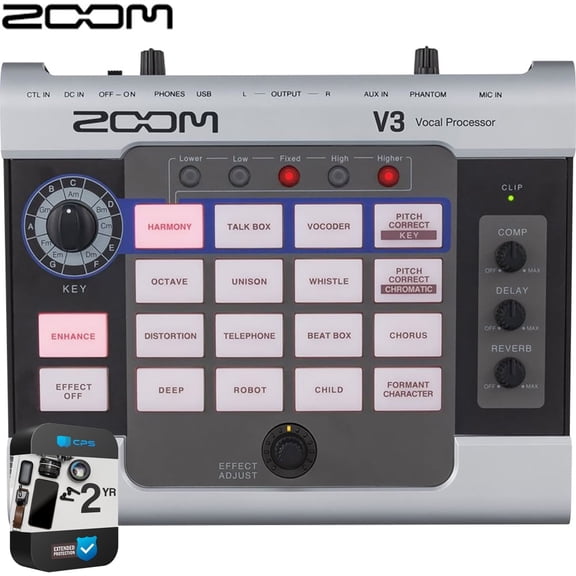 Zoom ZV3 Multi-Effects Vocal Processor Bundle with 2 YR CPS Enhanced Protection Pack
