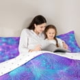 thumbnail image 4 of Homewish Dreamy Glitter Mermaid Twin Bedding Sets 7-Piece, Blue Purple Fish Scale Bedding Comforter Set, Art Watercolor Reversible Sheet Sets, Luxury Bedroom Decor, 4 of 7
