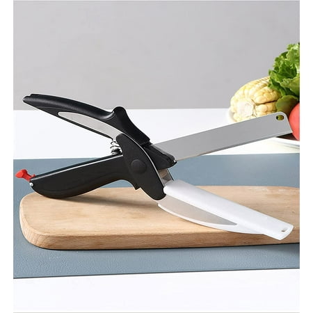 

Clever Cutter Food Cutter Scissors，Food Chopper with Cutting Board Built-in-Use for Food Shears Vegetable Slicer Fruit Cutter，Kitchen Food Scissors