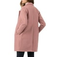 thumbnail image 4 of Allegra K Women's Double Breasted Lapel Raglan Long Sleeve Mid Length Overcoat M Dark Pink, 4 of 9